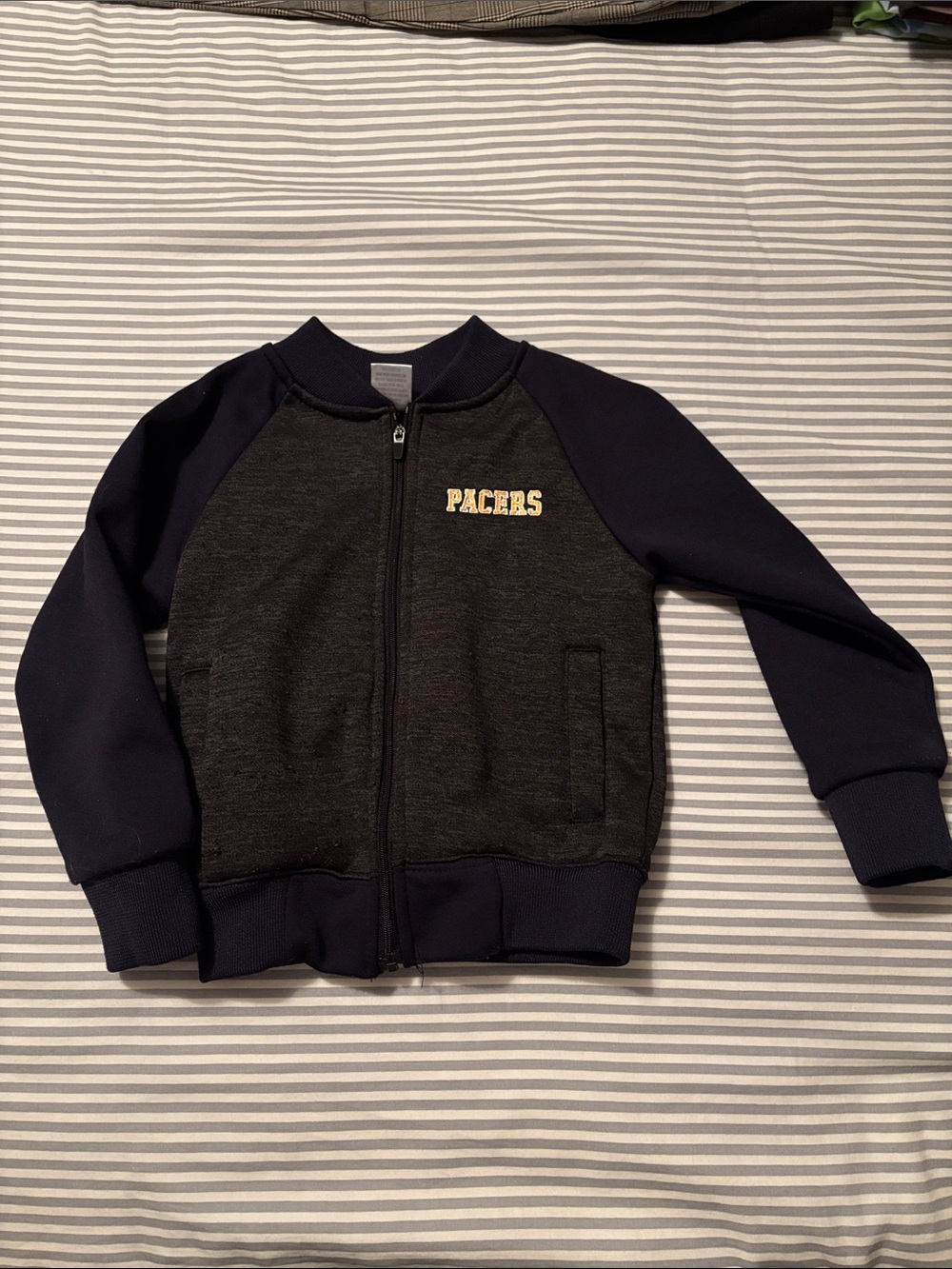 Pacers Kids Zip-Front Bomber Jacket - Navy & Charcoal